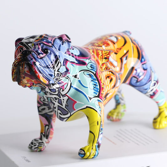 Colorful English Bulldog  Modern Graffiti Sculpture