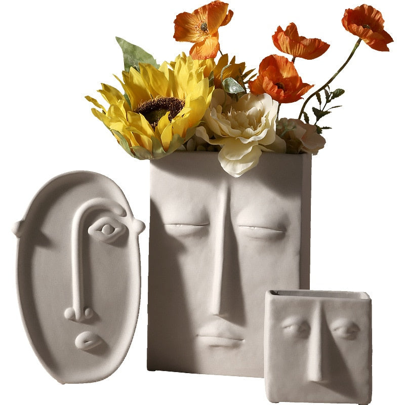 Abstract Face Flower Vase